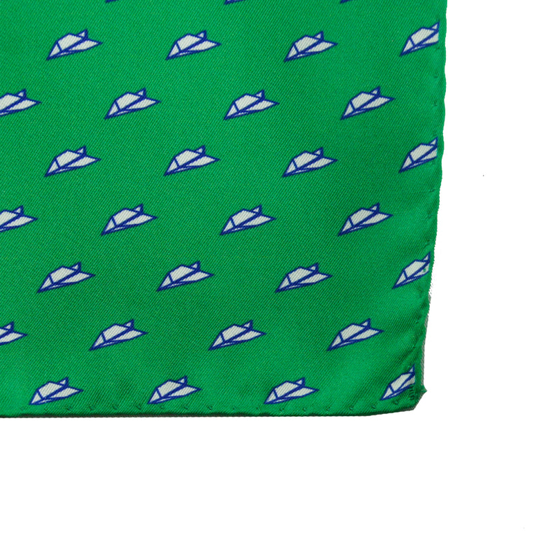 Pochette verte - motifs avions en papier
