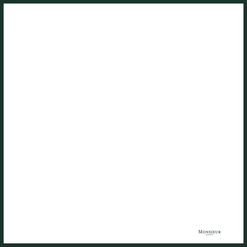 Pochette blanche - bordure vert émeraude